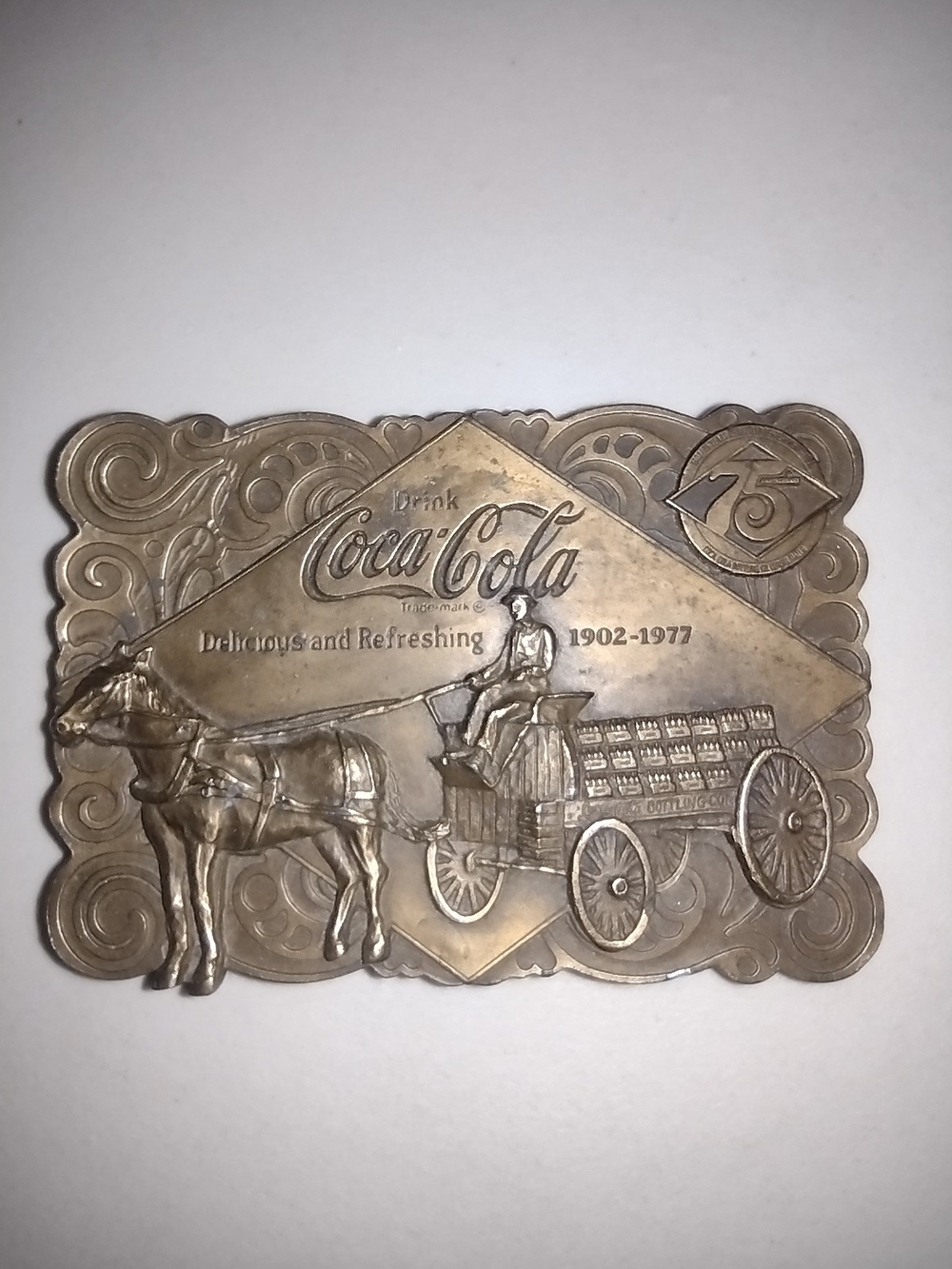 Coca-Cola Commemorative Belt Buckle - Antique Brass Tone